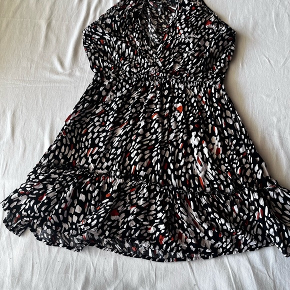 SHEIN Black and White Halter Tie Front Mini Dress - Picture 3 of 6